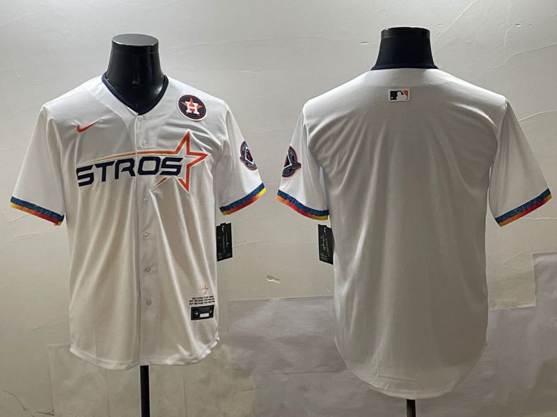 Men Houston Astros Blank White Fourth generation Joint Name 2025 Nike MLB Jersey style 3->houston astros->MLB Jersey